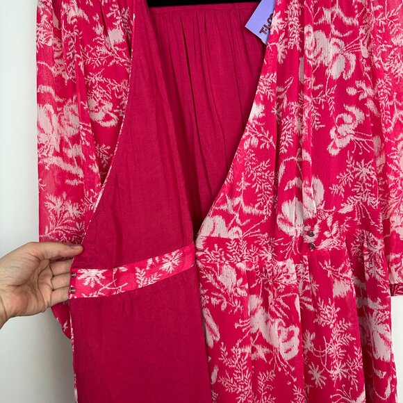 NWT ba&sh Ulia Wrap Summer Mini Dress Rose Pink Print Size 8 Large - Picture 6 of 13